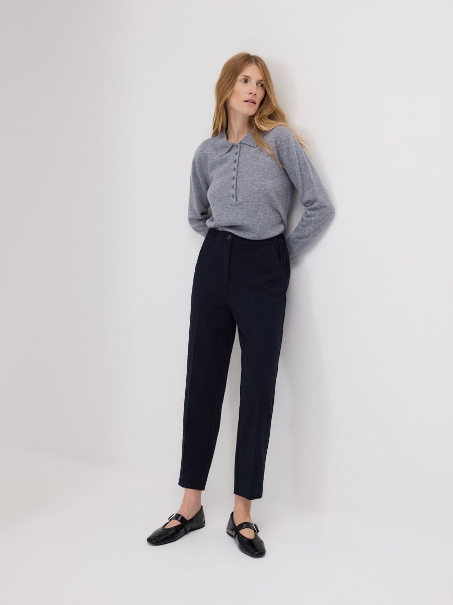 Creased cigarette trousers - navy - RESERVED