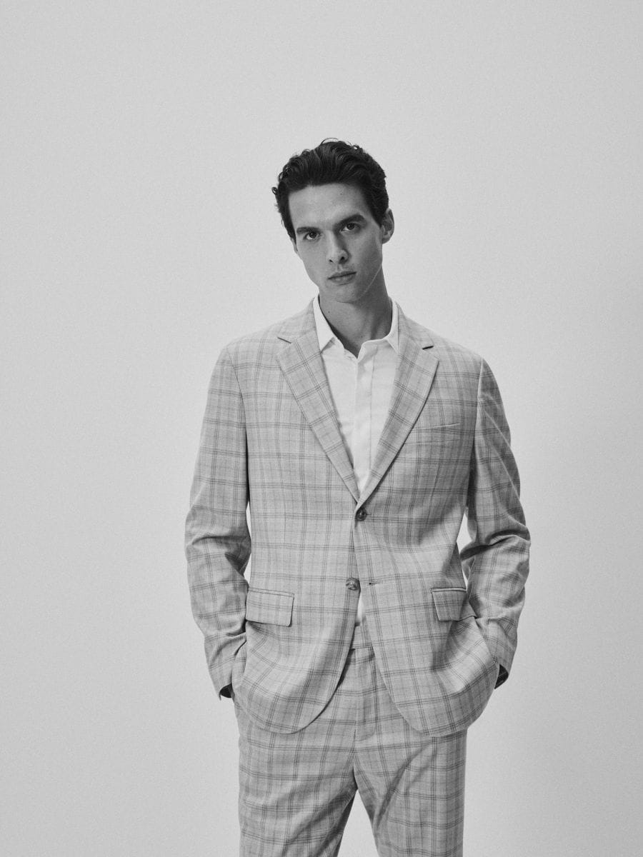 Slim fit blazer with viscose blend - light grey - RESERVED