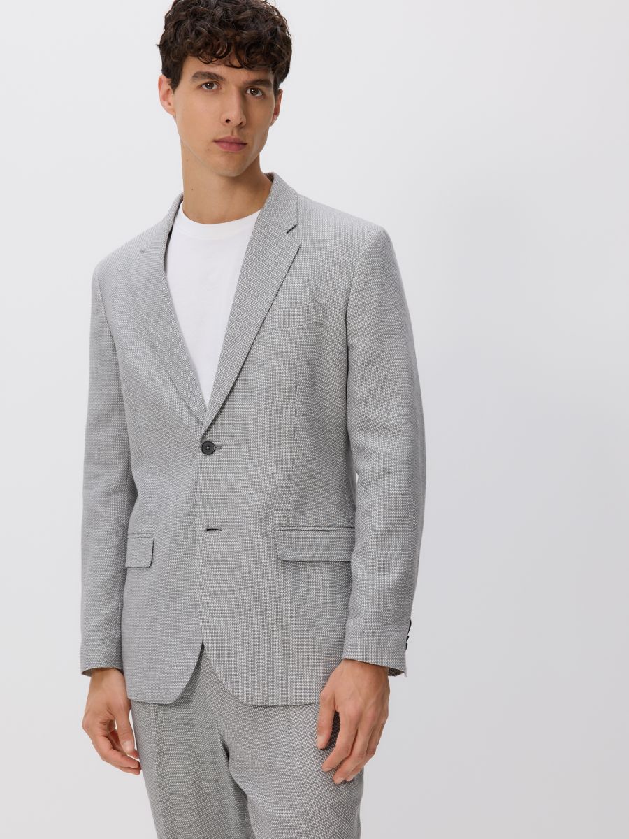 Marynarka slim fit z lnem - jasnoszary - RESERVED