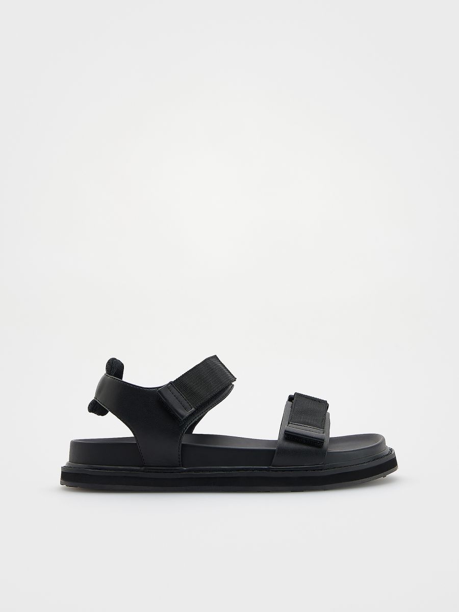 Ravne sandale s remenčićima - crno - RESERVED