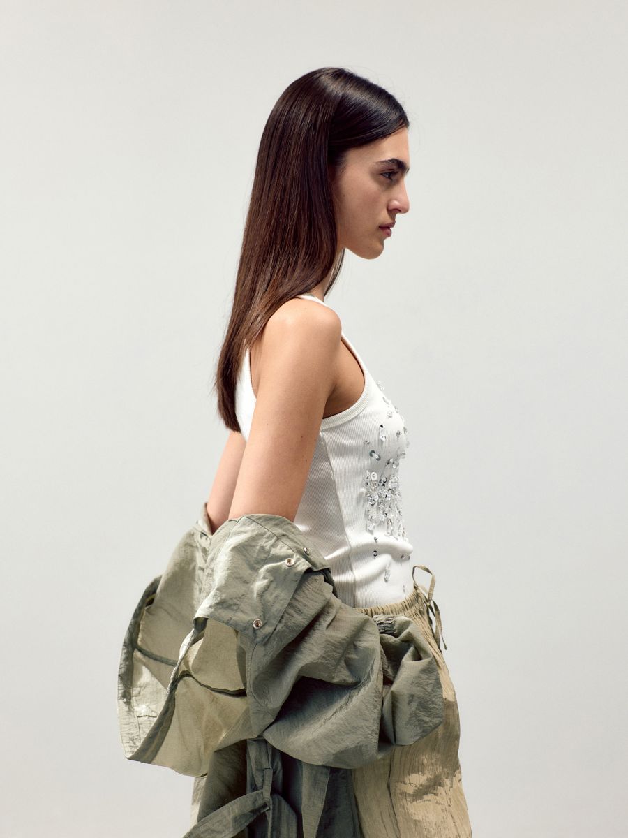 Top with shiny appliqués - white - RESERVED - 3