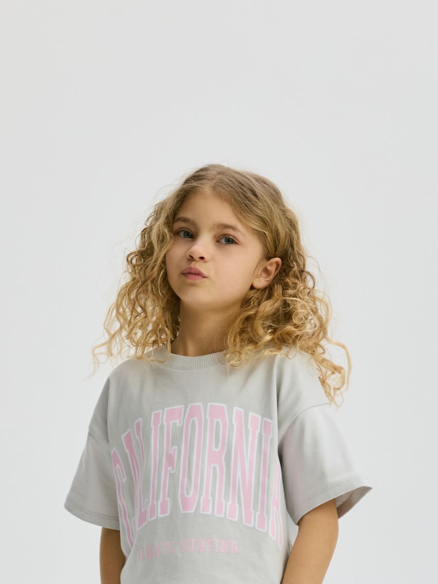 Short T-shirt with print - light grey - RESERVED - 3