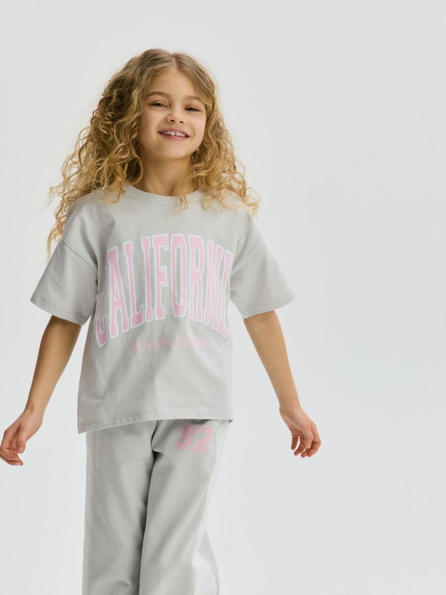 Short T-shirt with print - light grey - RESERVED - 5