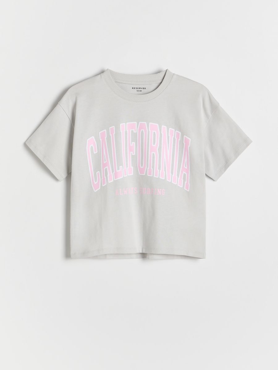 Short T-shirt with print - light grey - RESERVED - 3