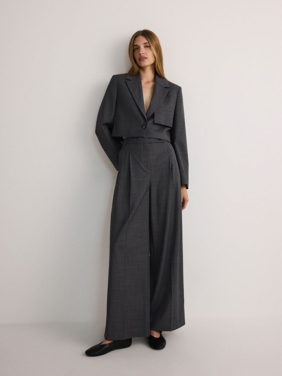 Pantalone od odela s mešavinom vune - tamno siva - RESERVED - 2