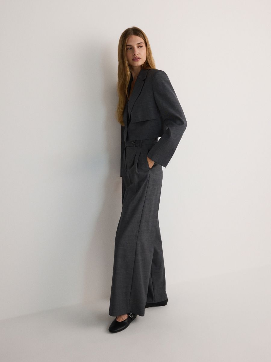 Pantalone od odela s mešavinom vune - tamno siva - RESERVED - 3