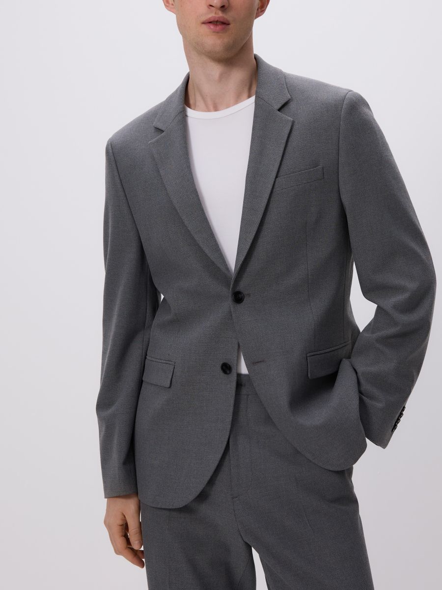 Regular fit blazer with viscose blend - dark grey - RESERVED