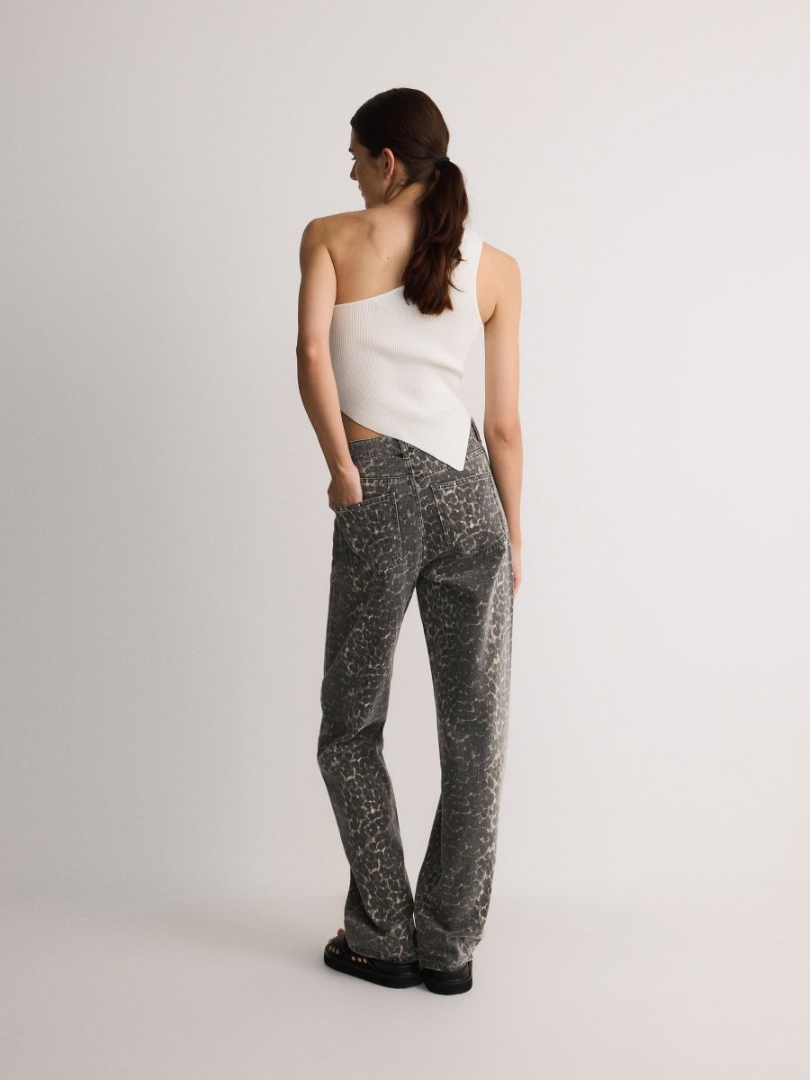 Straight jeans with animal pattern - multicolor - RESERVED - 6