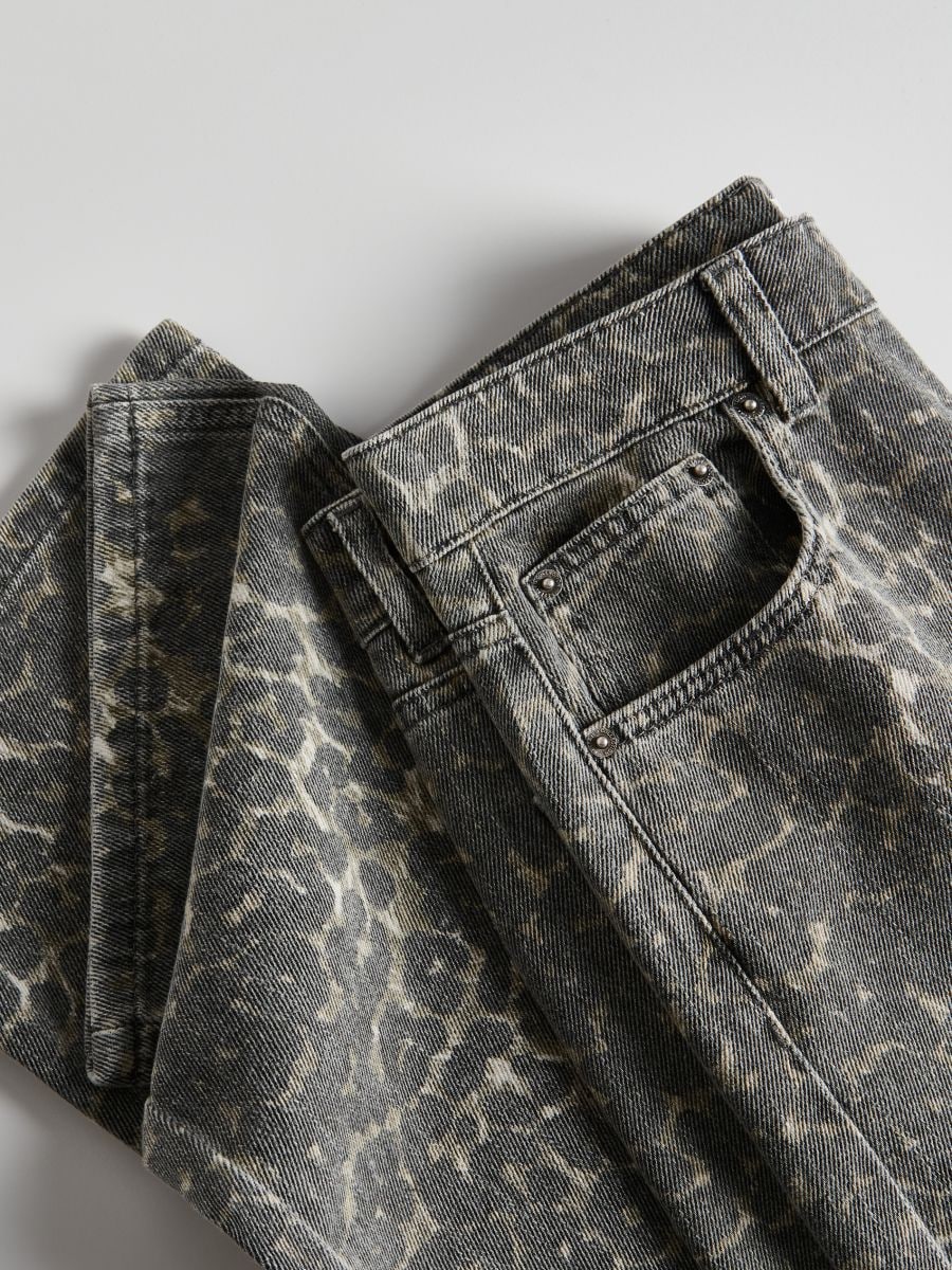 Straight jeans with animal pattern - multicolor - RESERVED - 2