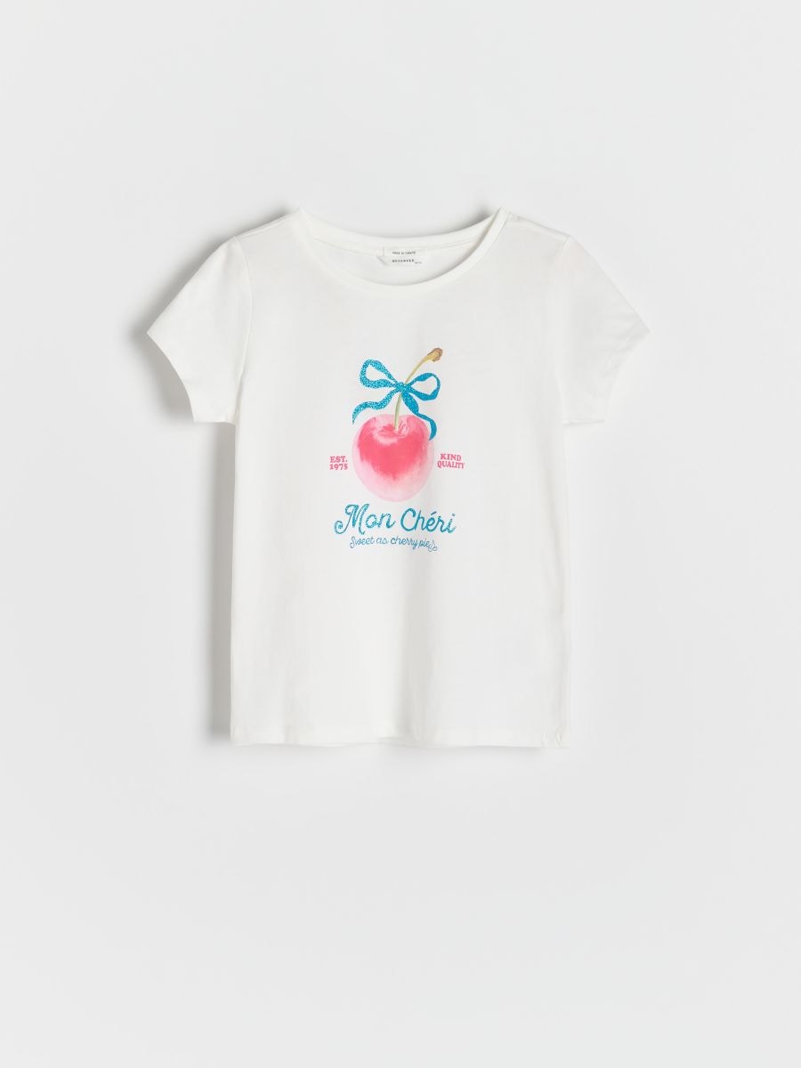 T-shirt con stampa - panna - RESERVED