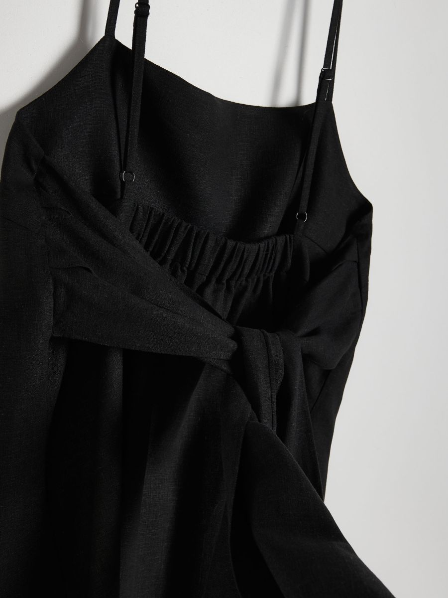 HOLIDAY LINEN MINI DRESS ブラック【定価55000円】 Lennox Linen Mini Dress | The Editor's Market