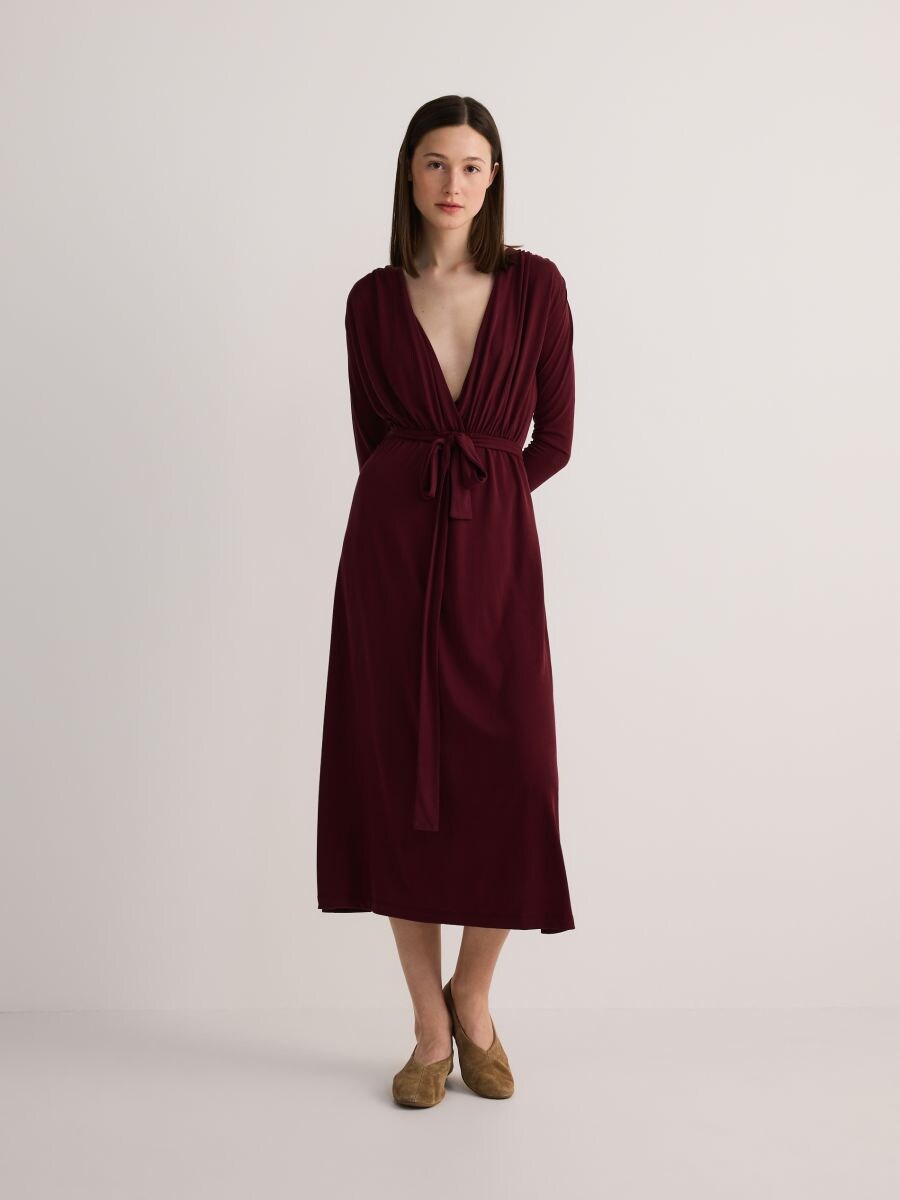 Modal rich midi dress - maroon - RESERVED