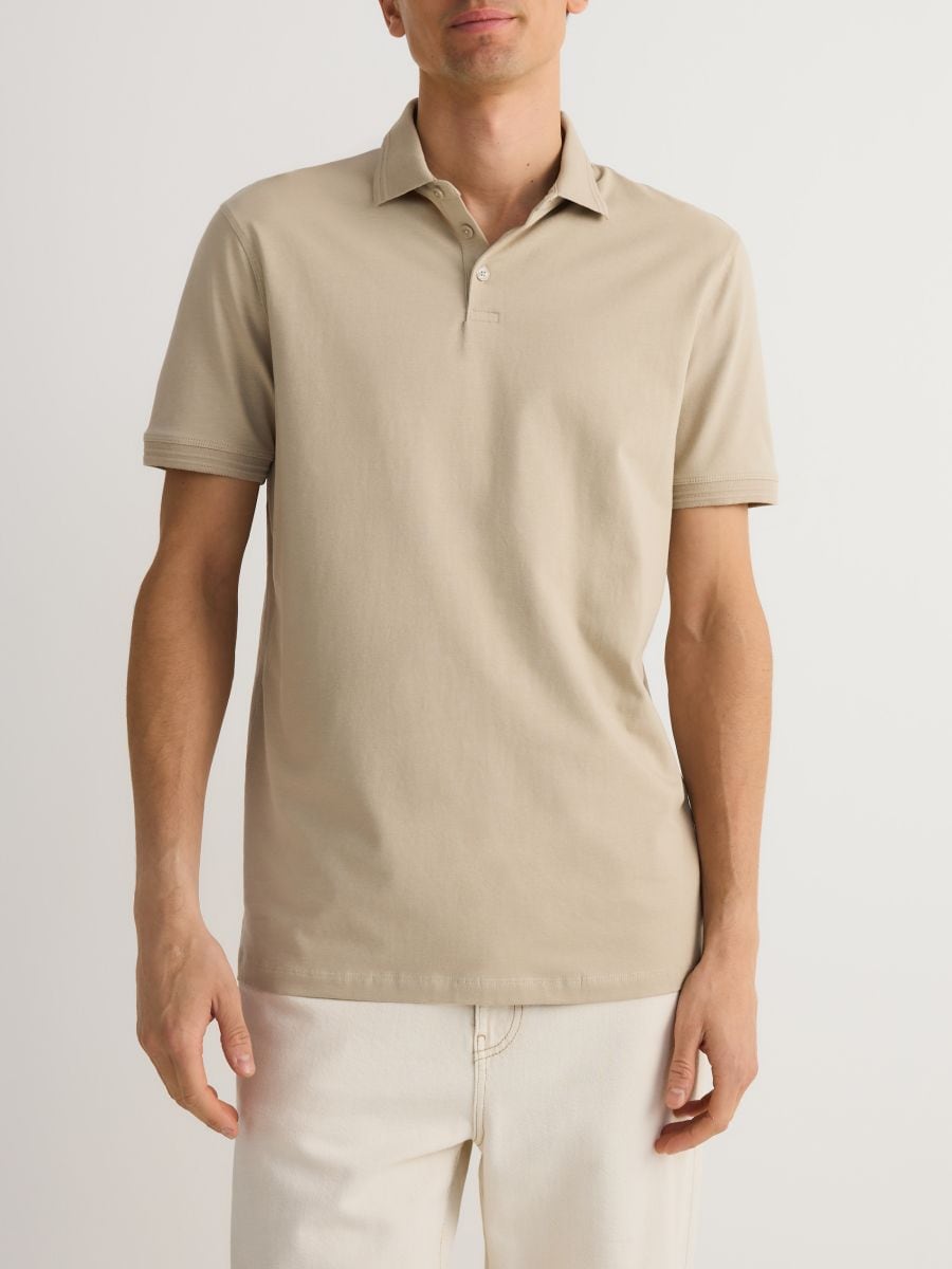 Regular fit polo shirt - beige - RESERVED