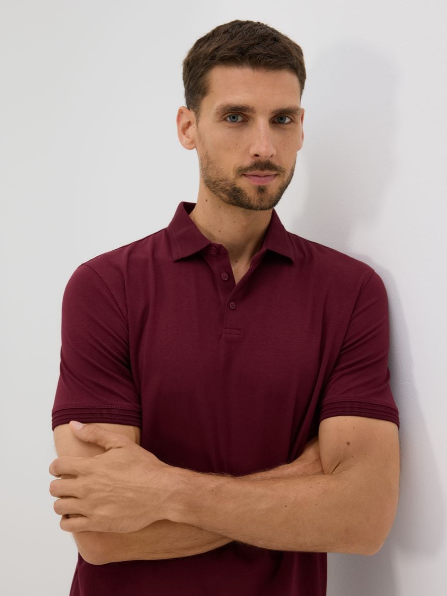 Regular fit polo shirt - maroon - RESERVED