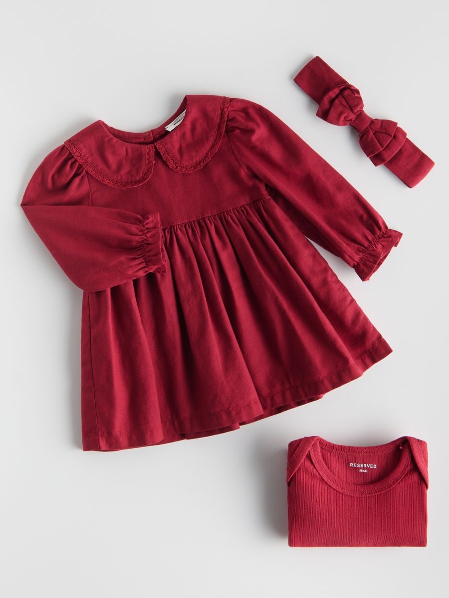 Σετ με φόρεμα και κορδέλα μαλλιών - κοκκινο - RESERVED
