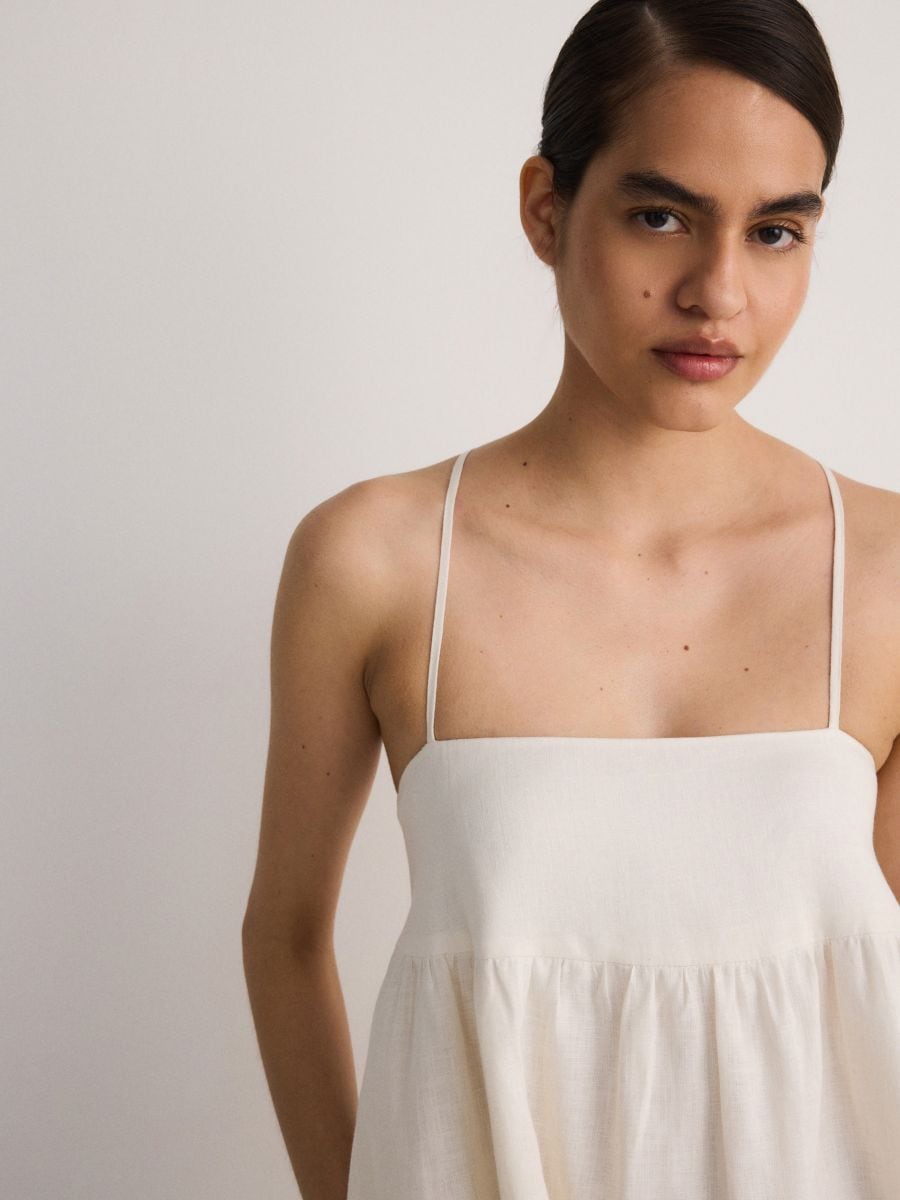 Lanena midi haljina - krem - RESERVED - 2