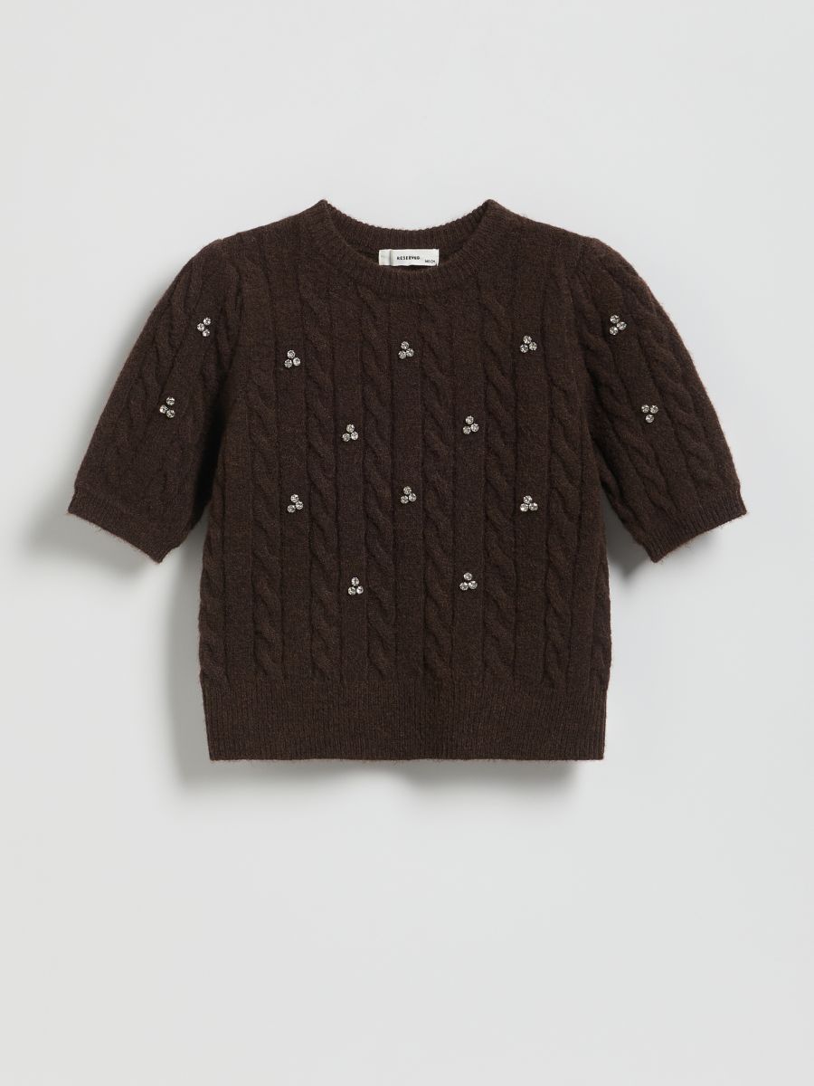Jumper with wool blend - dusty brown - RESERVED