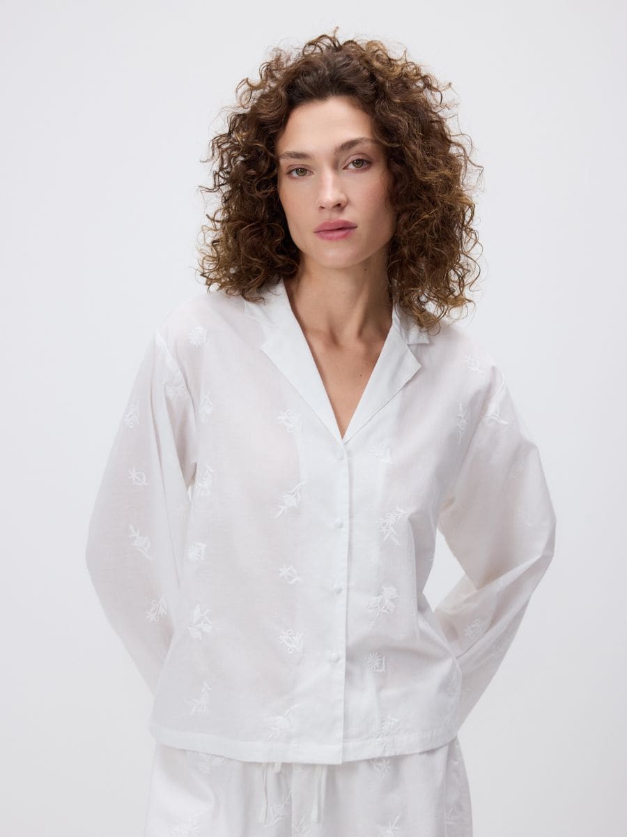 Two piece pyjama set with embroidery - cream - RESERVED - 2