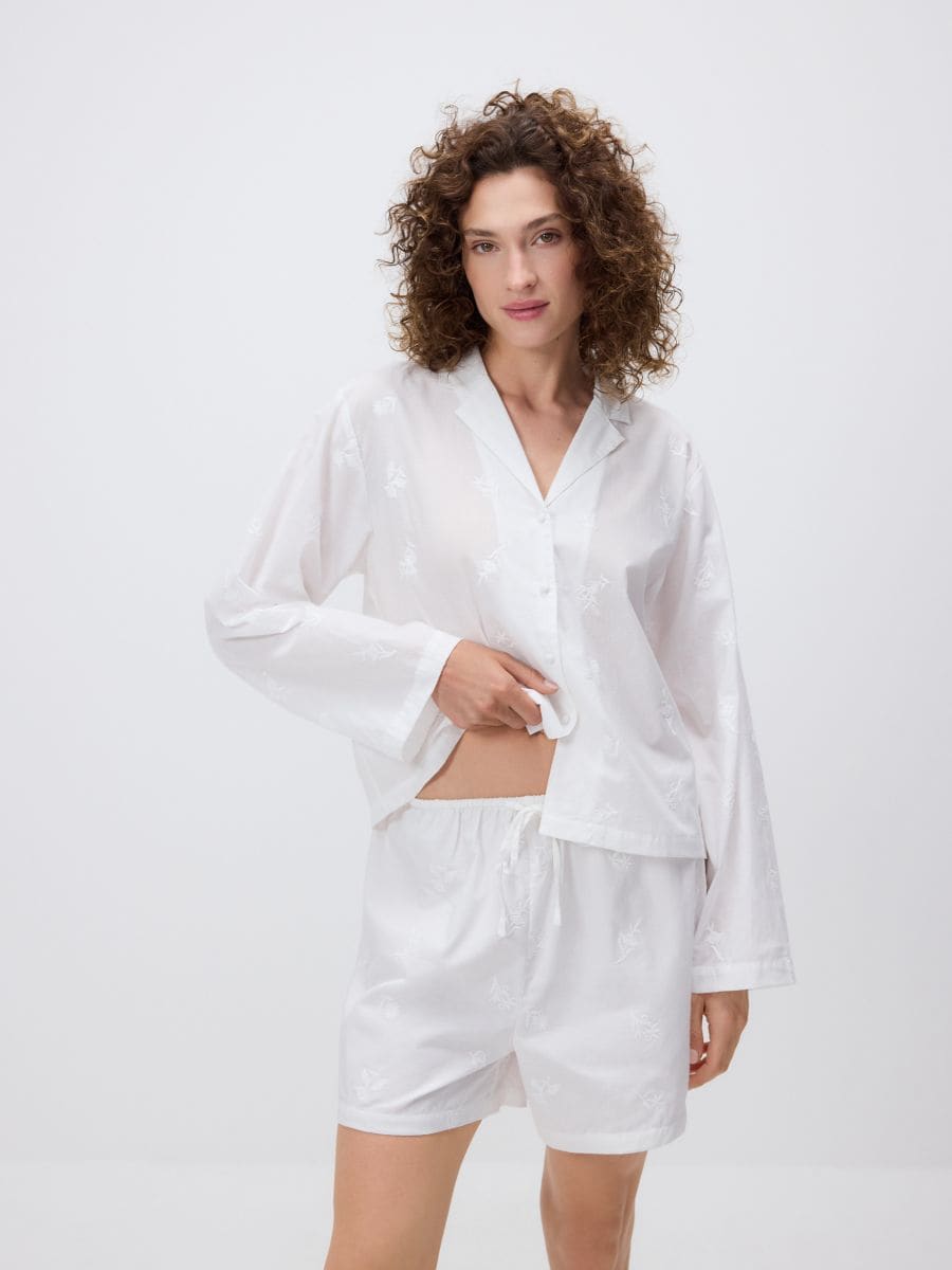 Two piece pyjama set with embroidery - cream - RESERVED - 5