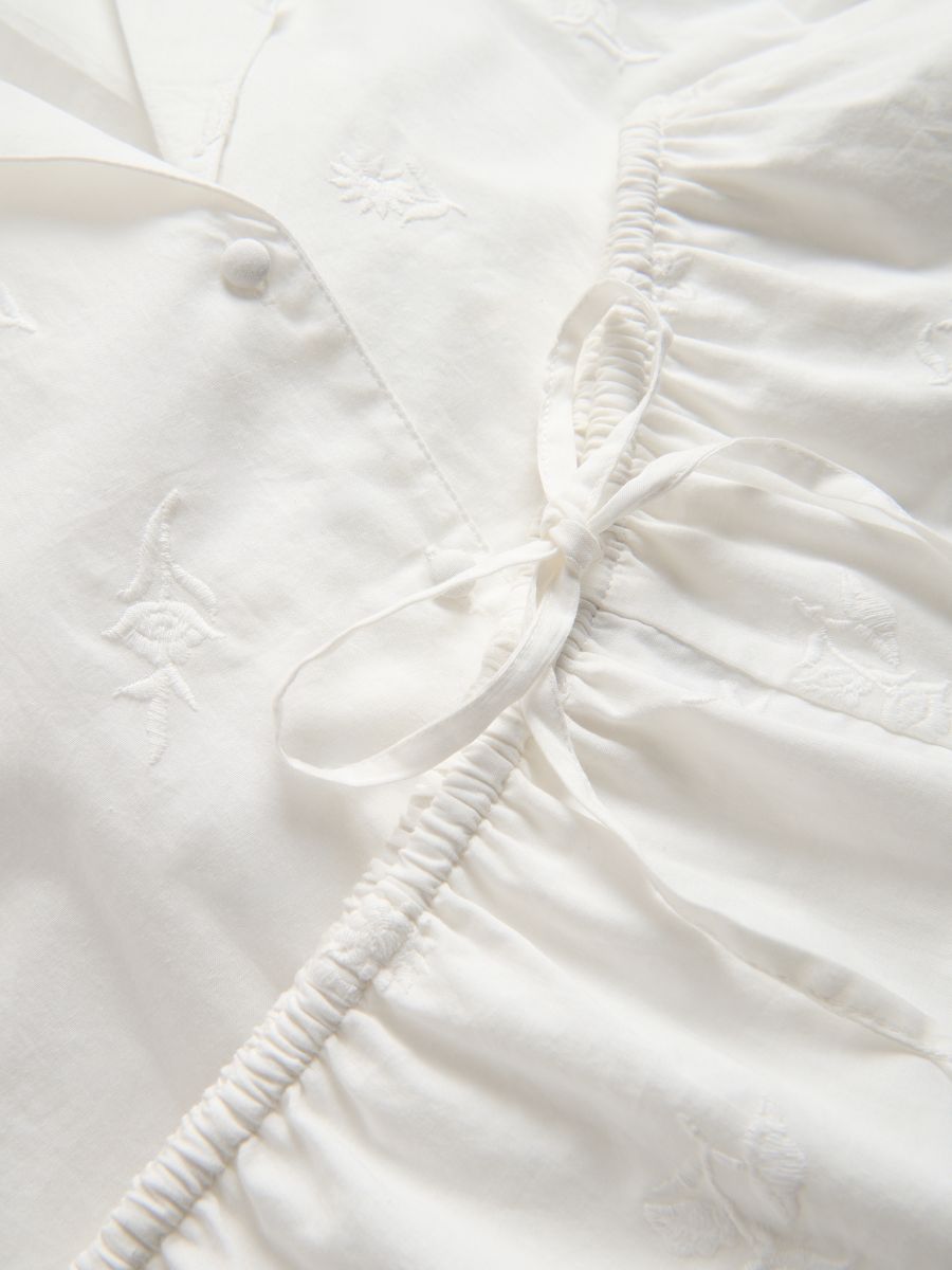 Two piece pyjama set with embroidery - cream - RESERVED - 7