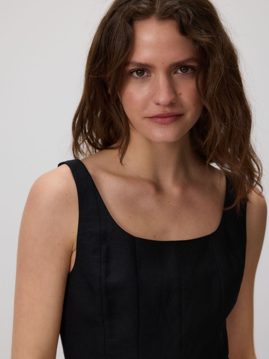 Linen blend top - black - RESERVED - 4