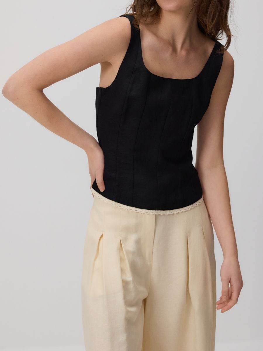 Linen blend top - black - RESERVED - 5