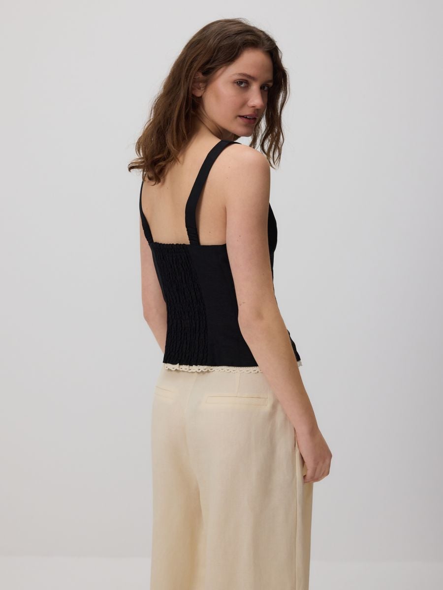Linen blend top - black - RESERVED - 6