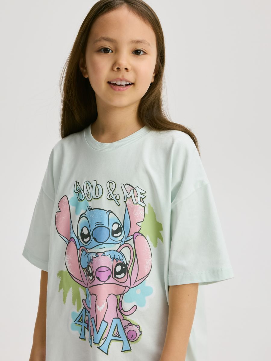 GIRLS` T-SHIRT - turchese pallido - RESERVED