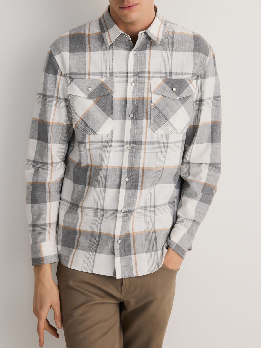 Regular fit check shirt - mid grey - RESERVED - 2
