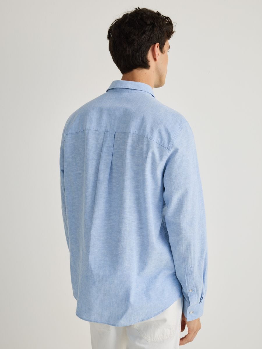 Λινό πουκάμισο regular fit - ΜΠΛΕ ΠΑΛ - RESERVED - 3
