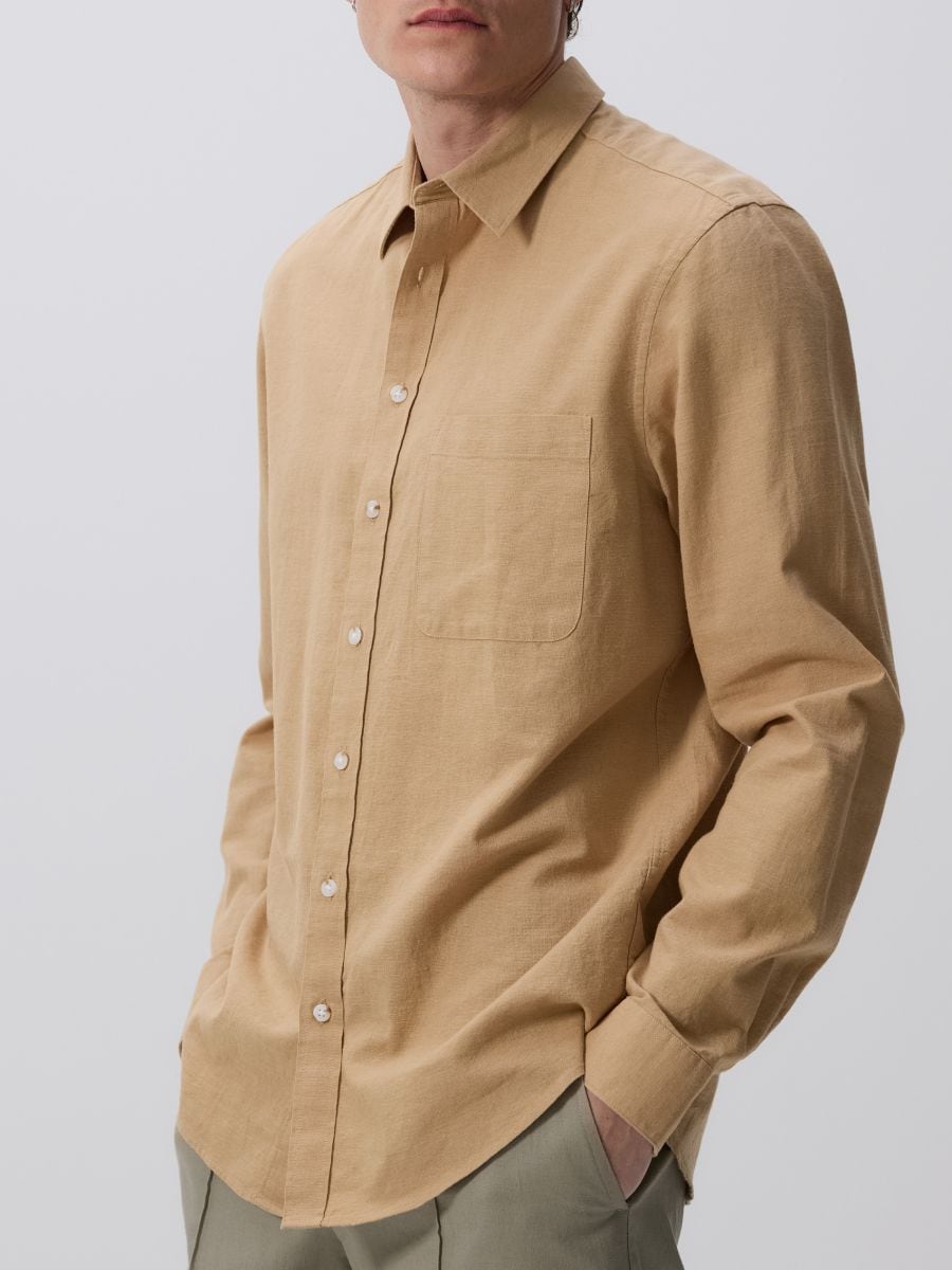 Srajca regular iz mešanice lanu - beige - RESERVED - 2