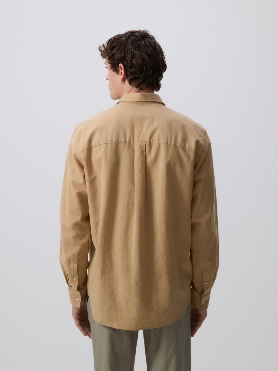 Srajca regular iz mešanice lanu - beige - RESERVED - 4