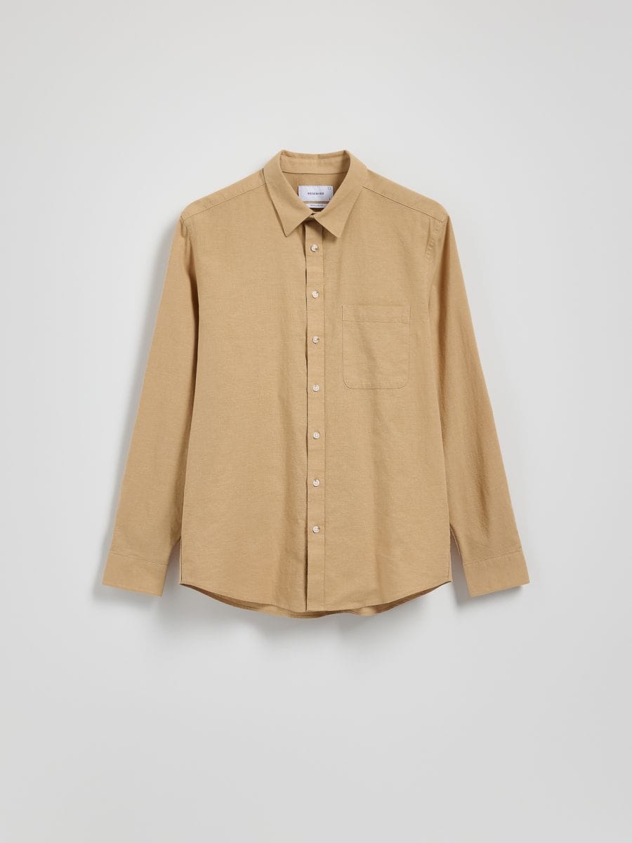 Srajca regular iz mešanice lanu - beige - RESERVED - 6