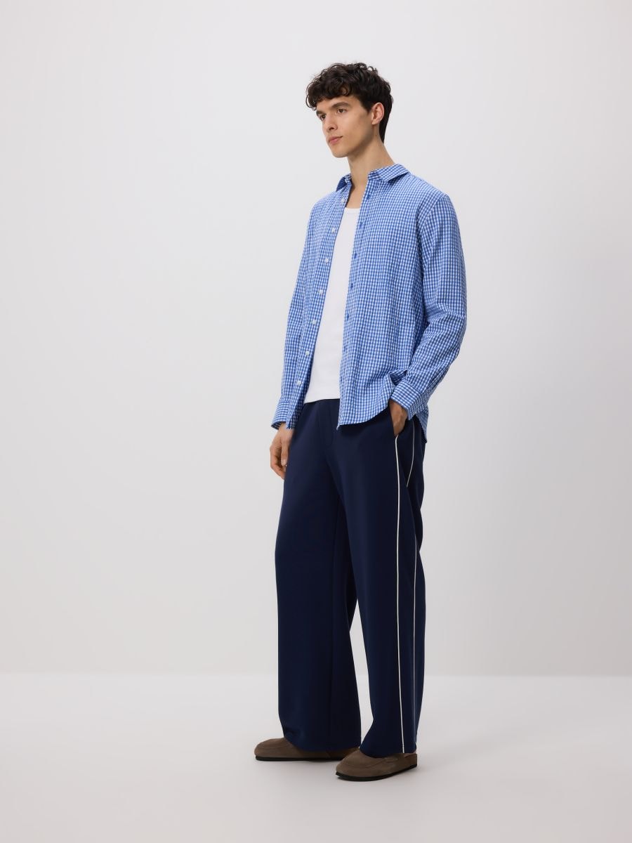 Regular fit shirt with linen blend - blue - RESERVED - 3