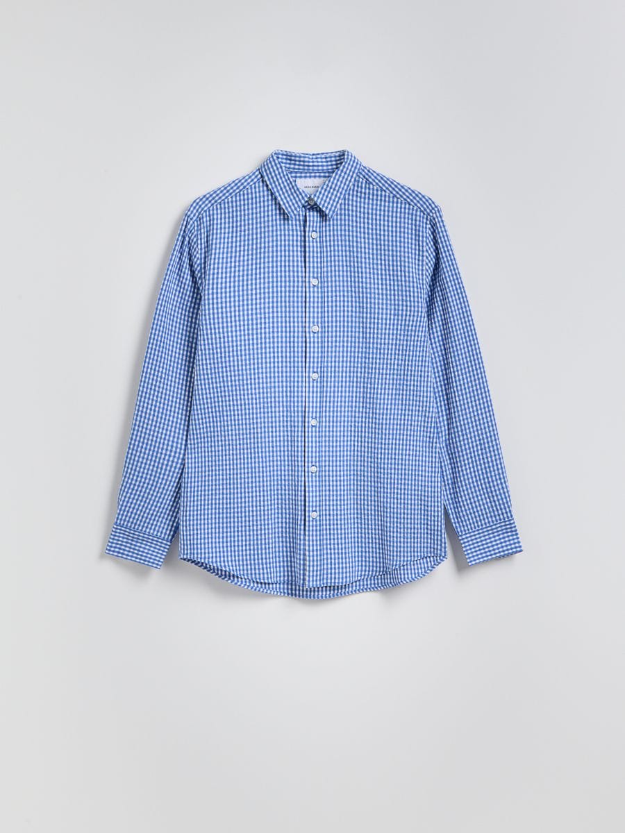 Regular fit shirt with linen blend - blue - RESERVED - 5