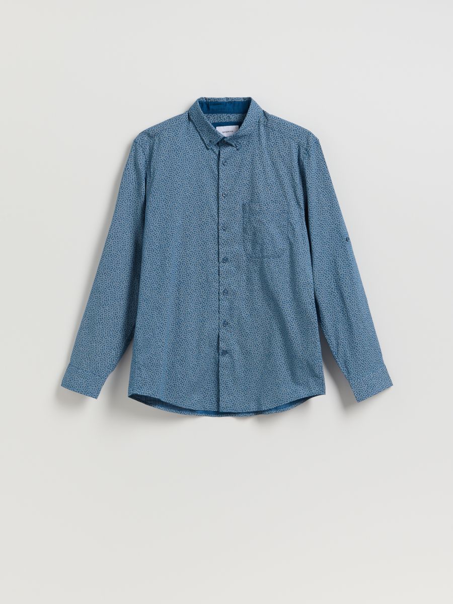 Regular-Fit-Hemd mit Mikroprint - indigo - RESERVED