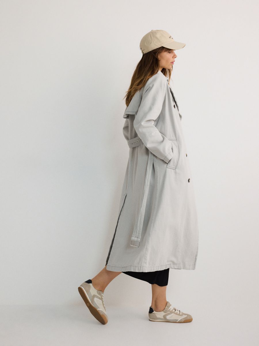 LADIES` COAT & BELT - light grey - RESERVED