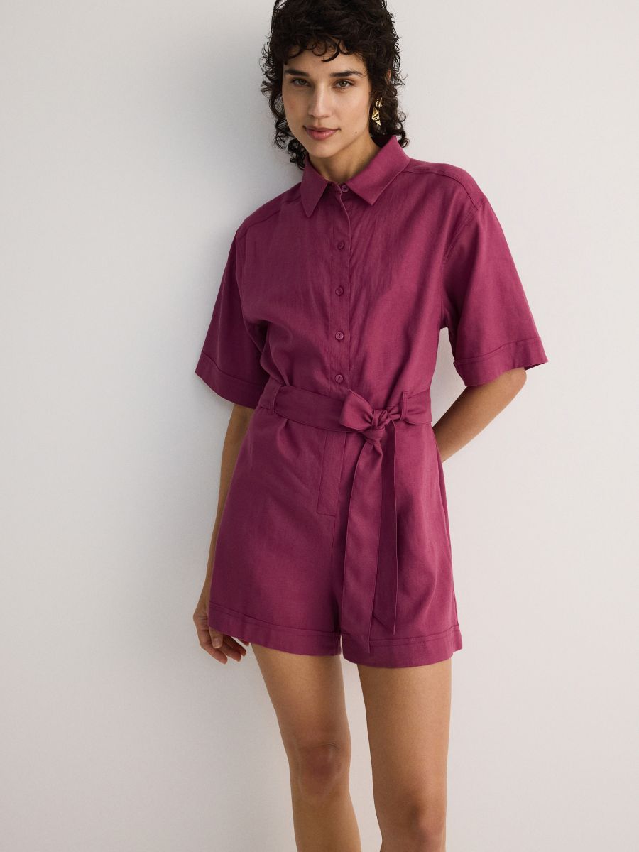 Linen blend jumpsuit - purple - RESERVED - 2