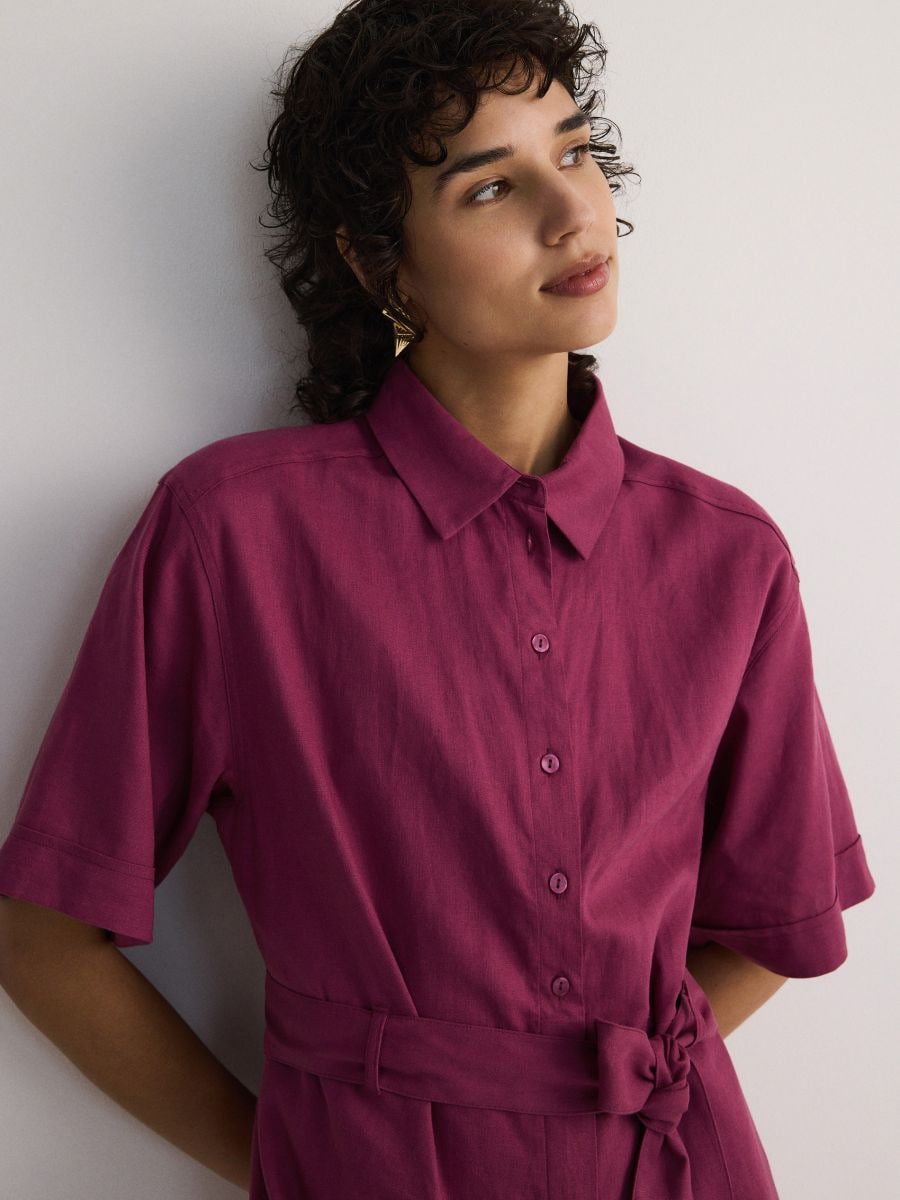 Linen blend jumpsuit - purple - RESERVED - 3