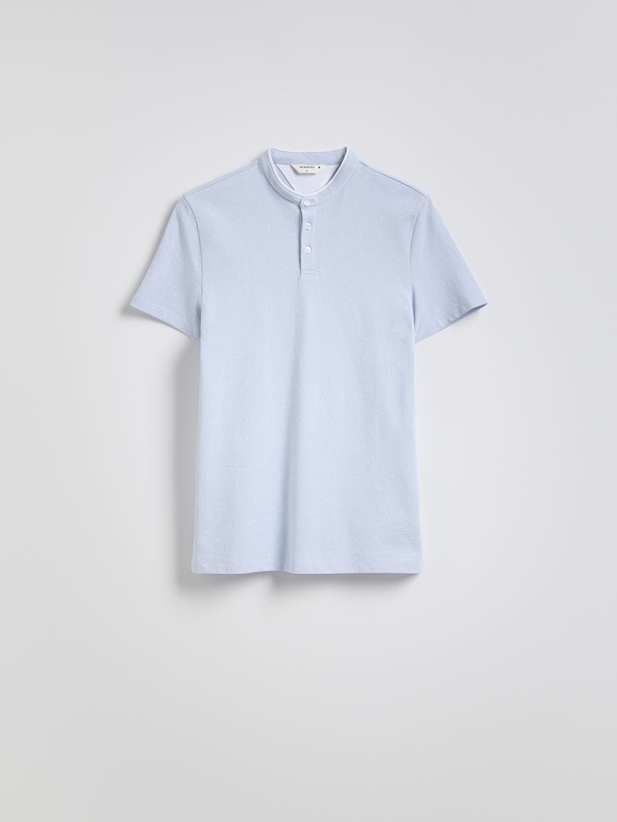 Regular fit cotton polo shirt - pale blue - RESERVED