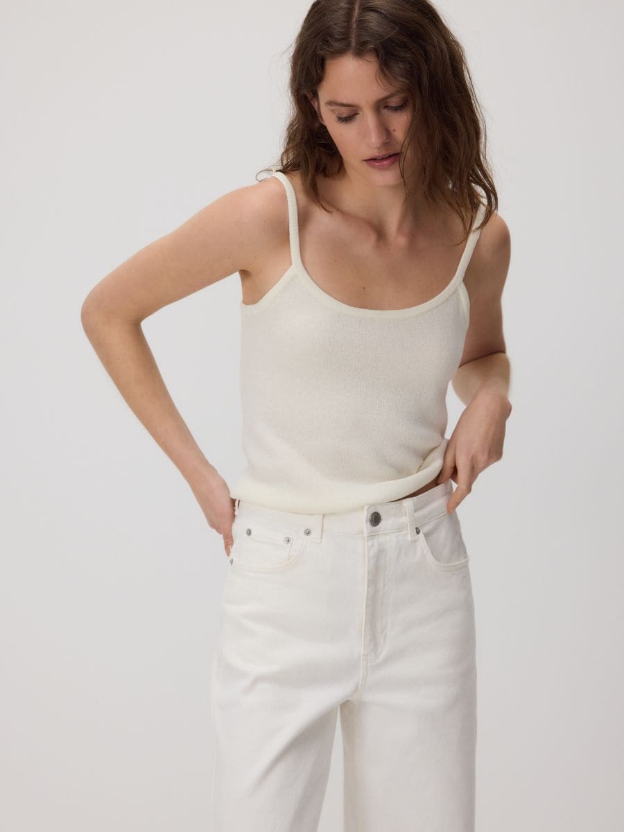 Sweater with knit top - cream - RESERVED - 2