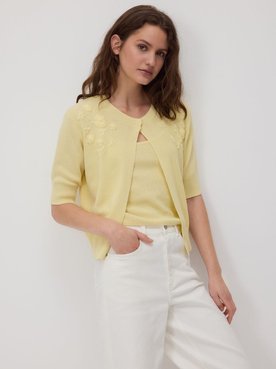 Sweater with knit top - light yellow - RESERVED