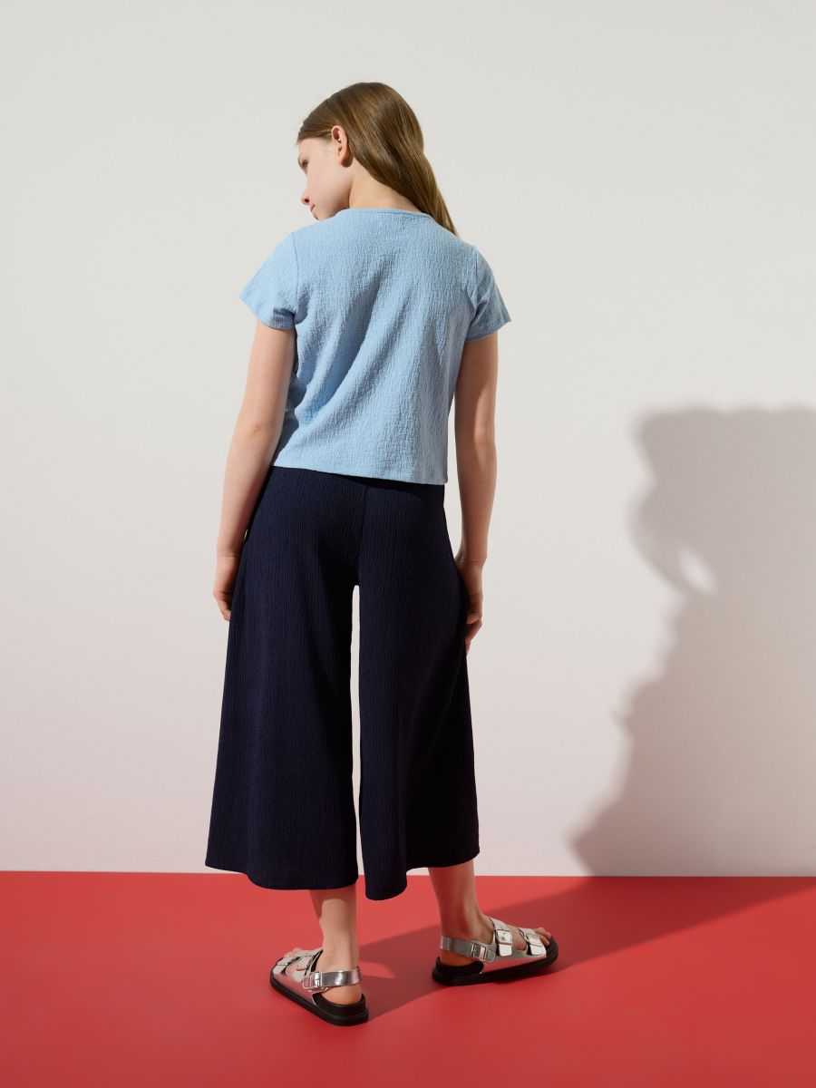 Blouse with asymmetric stitching - pale blue - RESERVED - 2