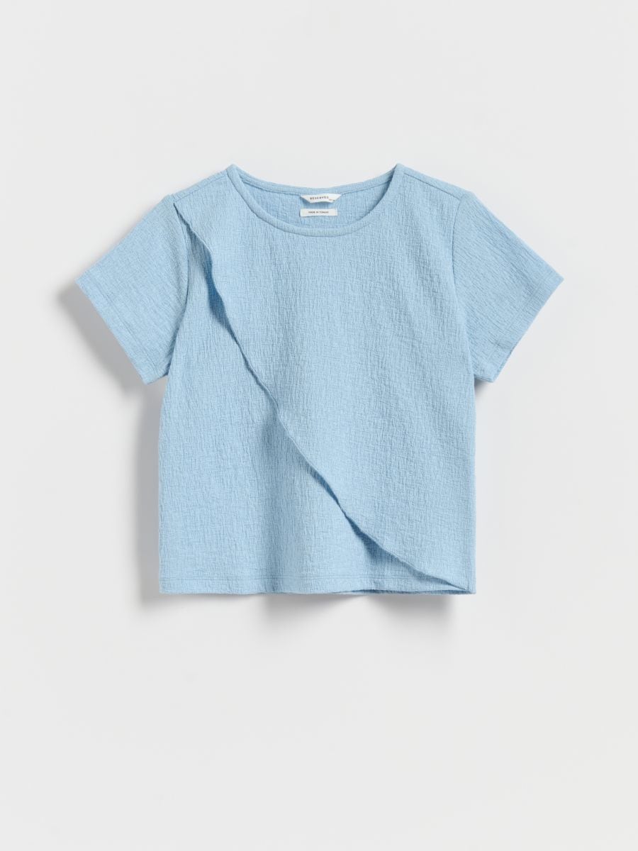 Blouse with asymmetric stitching - pale blue - RESERVED - 3
