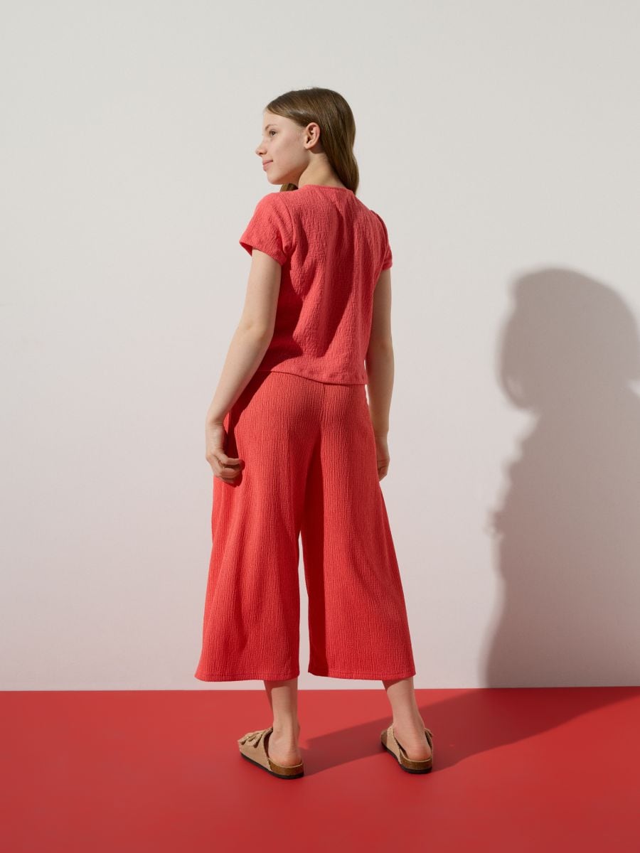 Blouse with asymmetric stitching - coral - RESERVED - 5