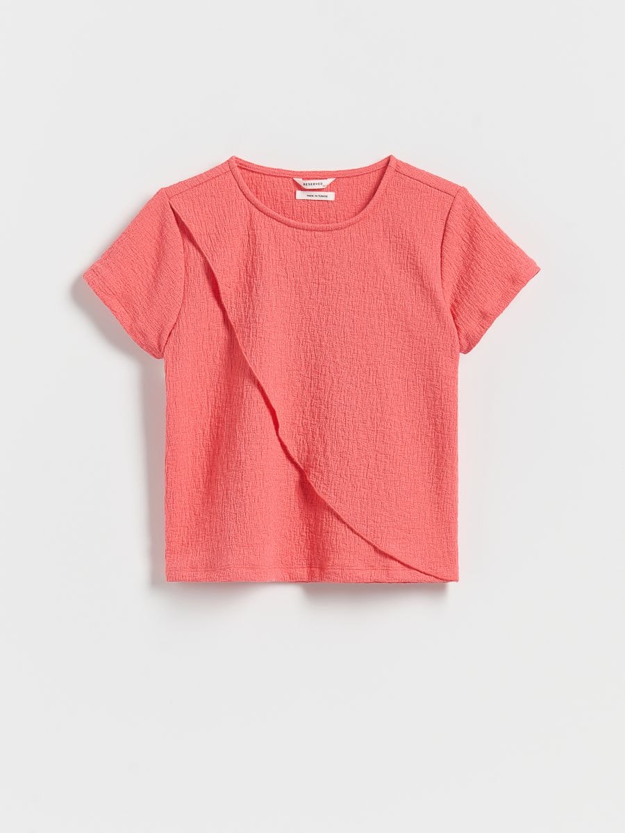 Blouse with asymmetric stitching - coral - RESERVED - 3