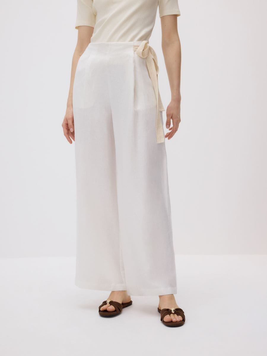 Linen rich trousers with viscose blend - cream - RESERVED - 2