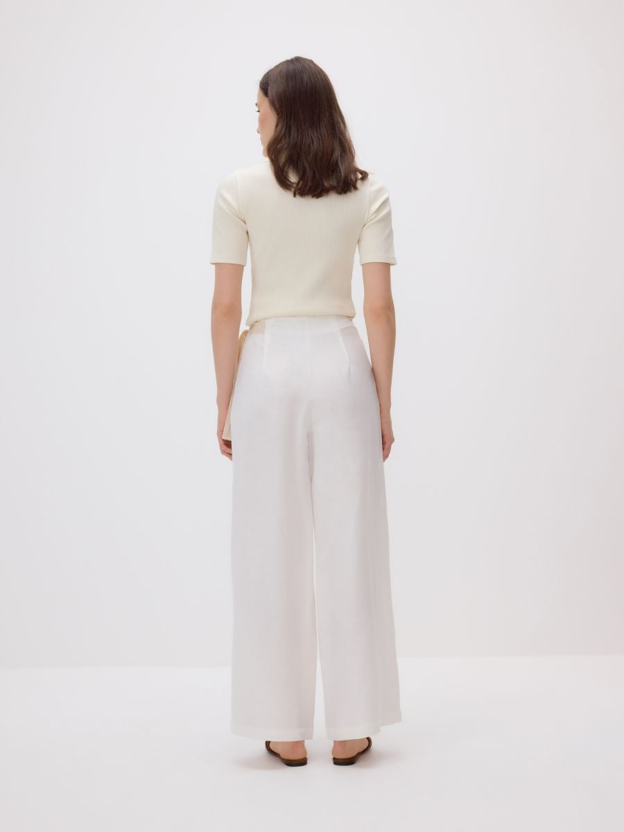 Linen rich trousers with viscose blend - cream - RESERVED - 3