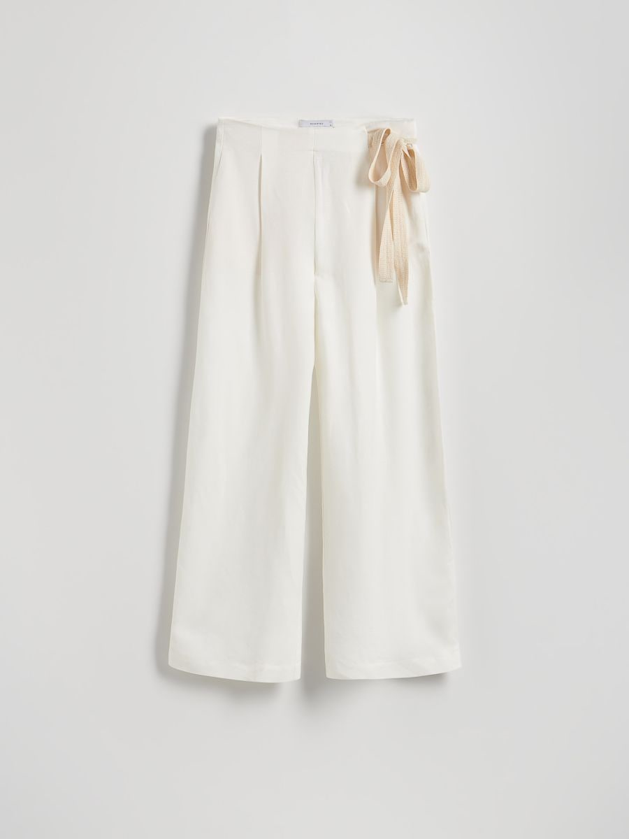 Linen rich trousers with viscose blend - cream - RESERVED - 5