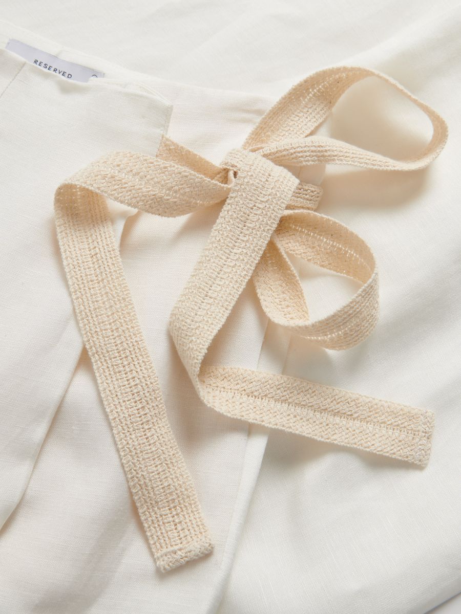 Linen rich trousers with viscose blend - cream - RESERVED - 6
